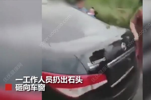 无牌轿车闯卡逃费，工作人员掷石头砸伤车内女童(3)